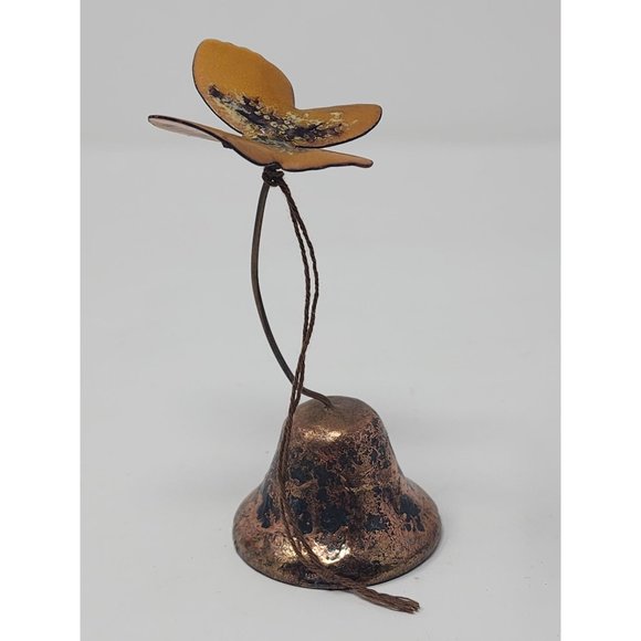 Vintage MCM‎ Metal Bell With Enamel Butterfly Hangs On A Door - Picture 3 of 10